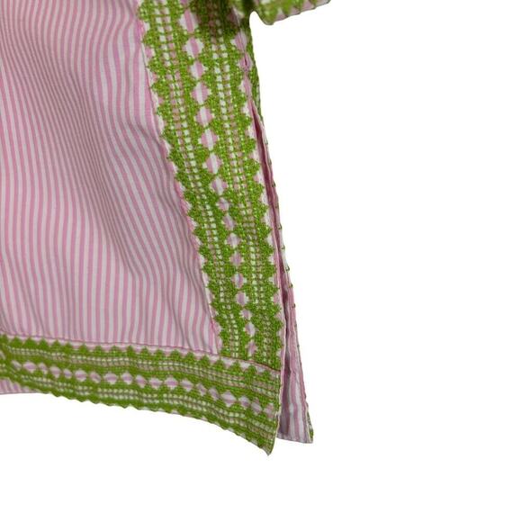 Gretchen Scott Designs Embroidered Top - Odessa Pink & Green Shirt Boho Sz M - Picture 7 of 11